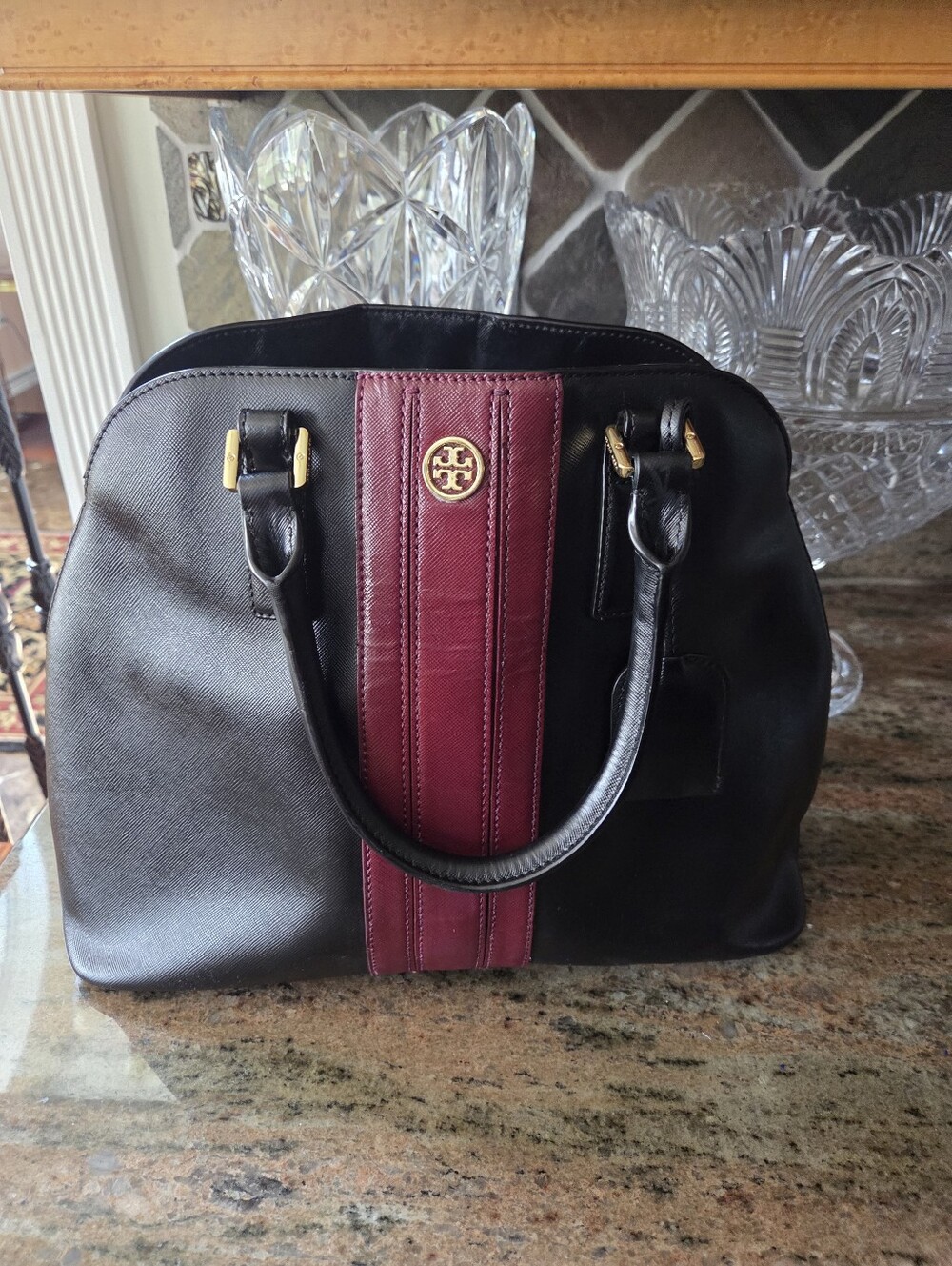 Tory Burch Black & Burgundy Leather Satchel with Matching Wallet - Picture 13 of 13